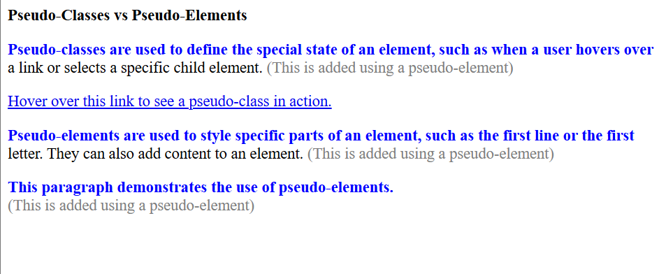 Pseudo-Classes vs Pseudo-Elements