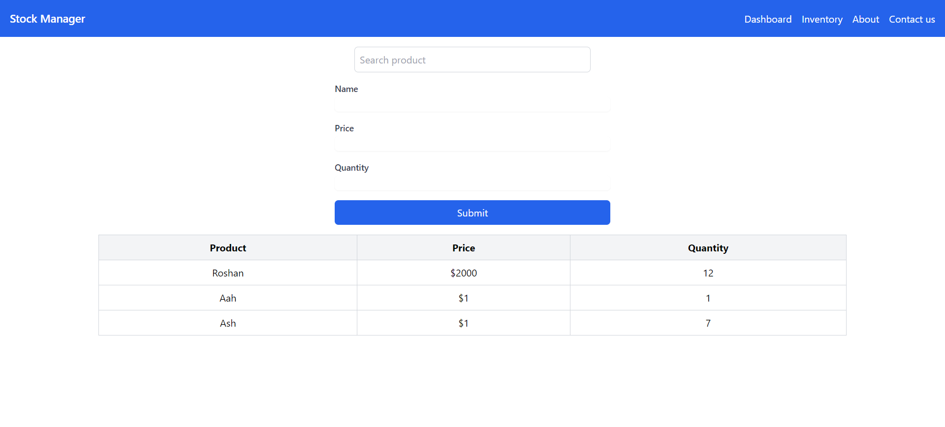 Stock Management App - NextJS